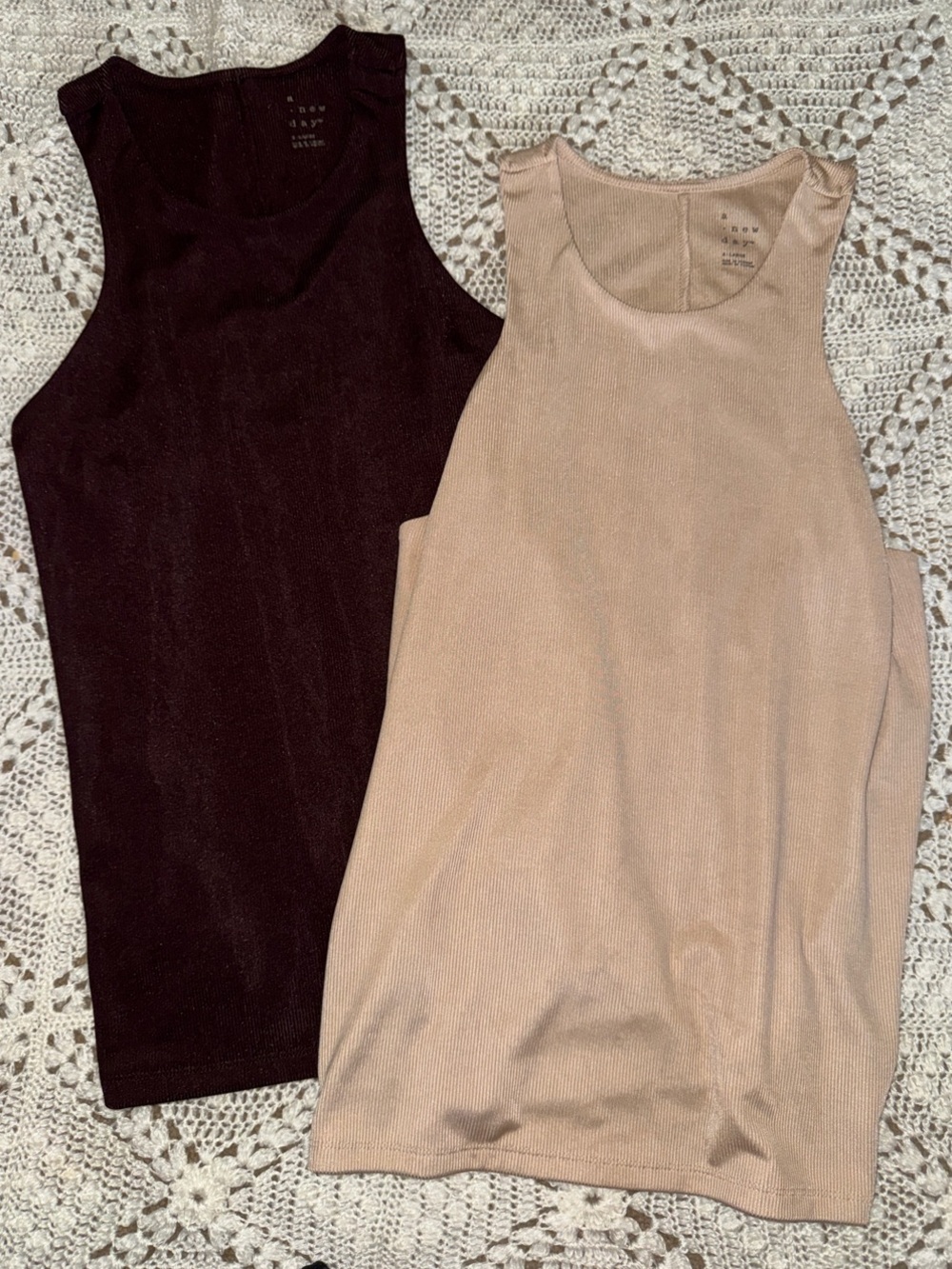 a new day Ribbed Tank Tops in Beige and Dark Brown